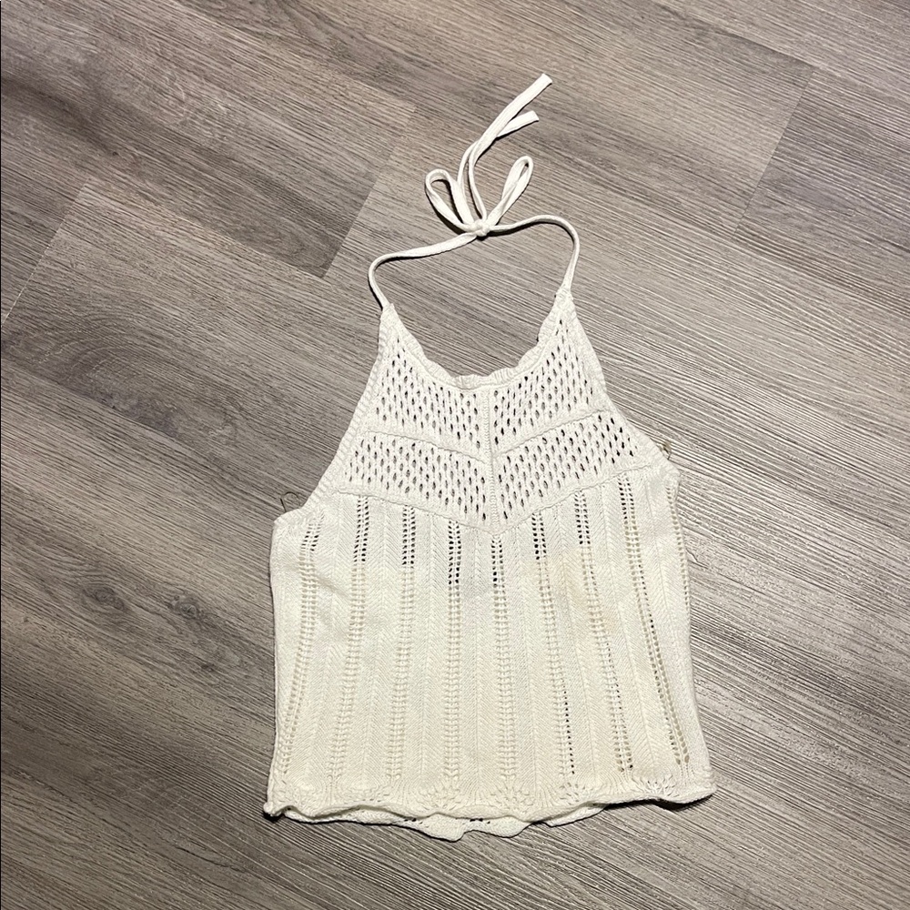 Almost Famous M White Knit Halter Top